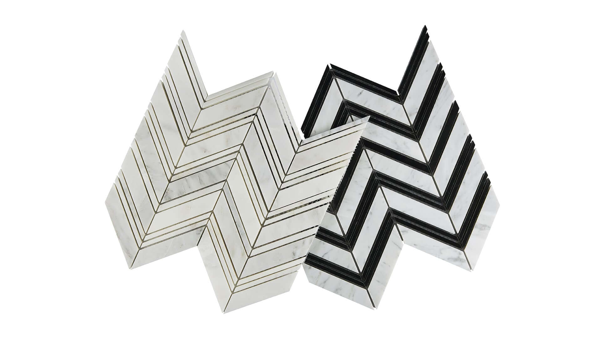 chevr or chevron shaped natural stone mosaic tile