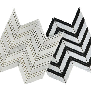 chevr or chevron shaped natural stone mosaic tile