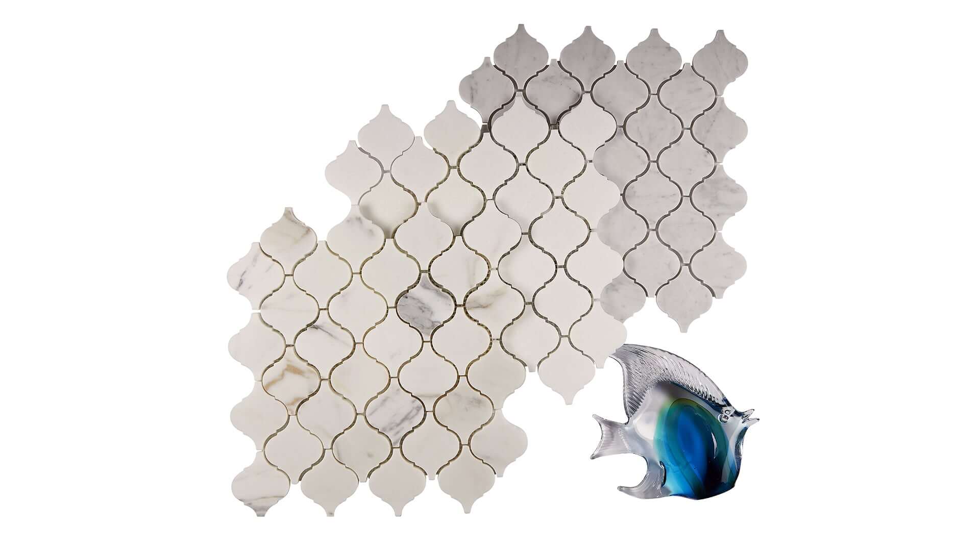 Lantern or arabesque shaped natural stone mosaic tile