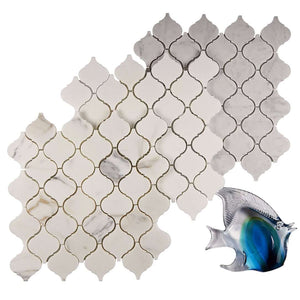 Lantern or arabesque shaped natural stone mosaic tile