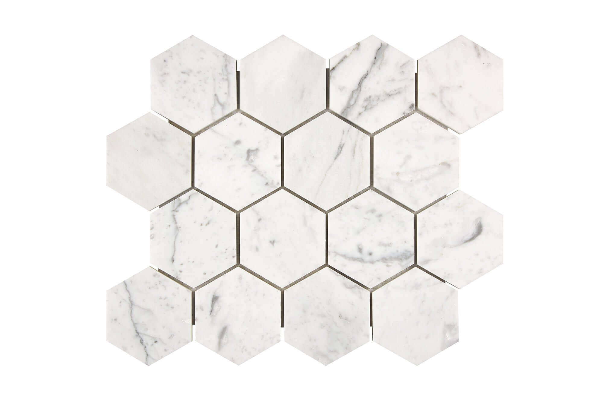 Bianco Carrara Marble Mosaic 3 Hexagon Honed