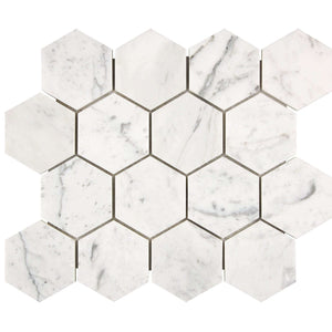 Bianco Carrara Marble Mosaic 3 Hexagon Honed