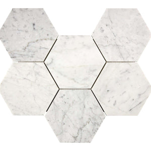 white marble hexagon mosaic tile