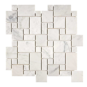 Bianco Carrara Marble Mosaic Mini Versailles Pattern Polished