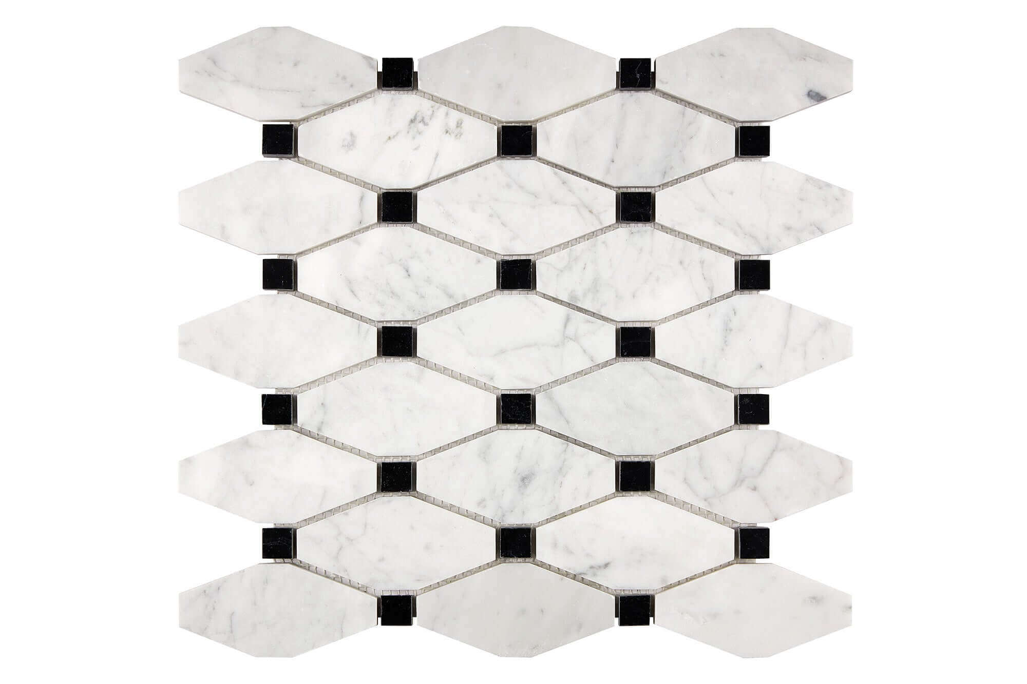 Bianco Carrara Marble Mosaic Octave with Black Dots Honed