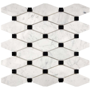 Bianco Carrara Marble Mosaic Octave with Black Dots Honed