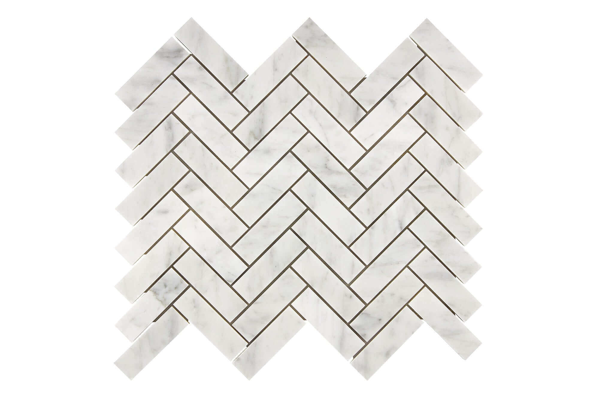 Bianco Carrara Marble Mosaic Herringbone 1 x 3 Polished