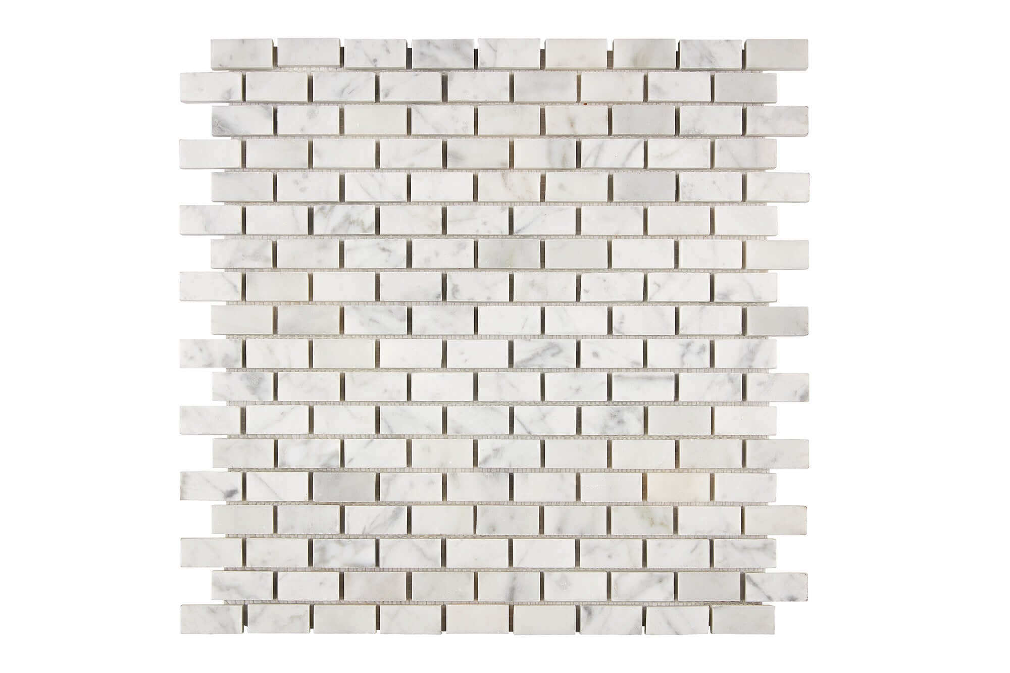 Bianco Carrara Marble Mini Brick Mosaic 5/8 x 1 1/4 Polished