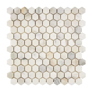Calacatta Gold Marble Mosaic 1 Hexagon Honed