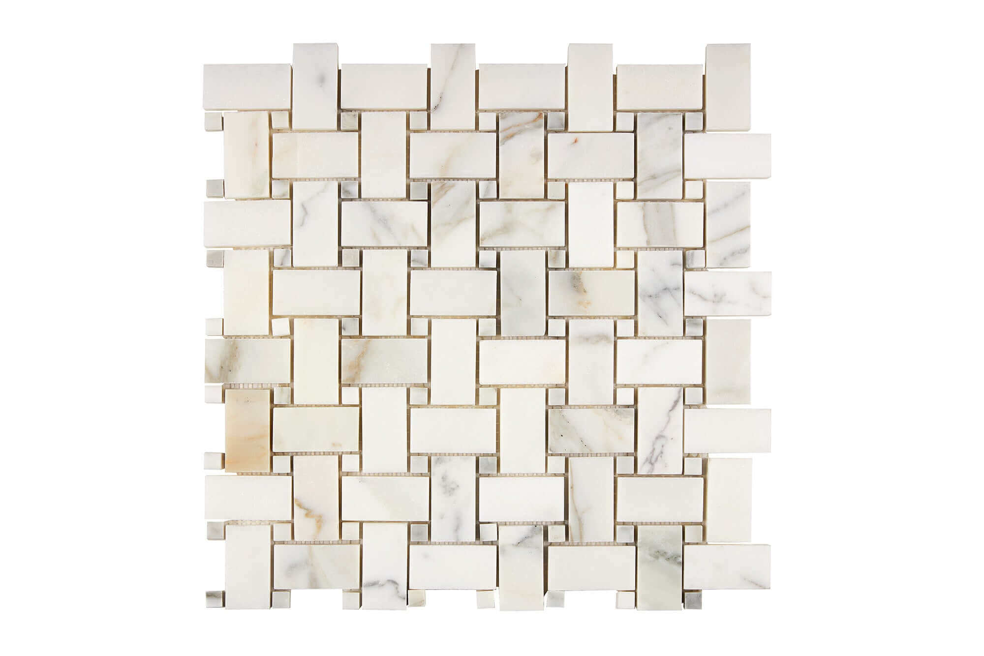 Calacatta Gold Marble Mosaic Basket Weave Single Color Polished
