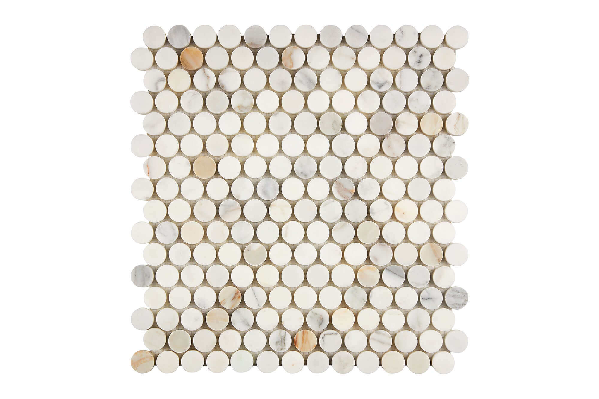 Calacatta Gold Marble Mosaic Penny Round Polished