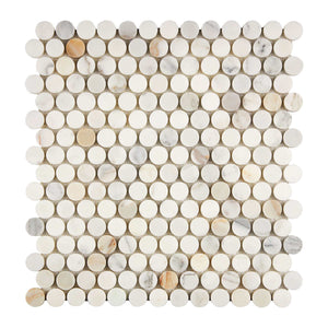 Calacatta Gold Marble Mosaic Penny Round Polished