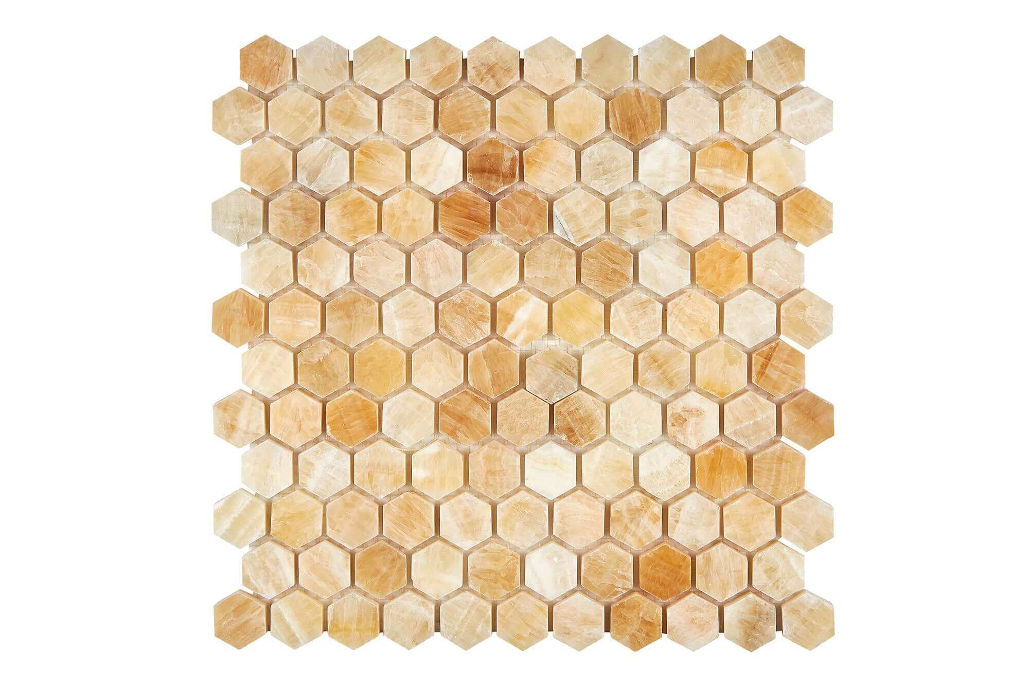 Honey Onyx Mosaic Hexagon 1 Polished