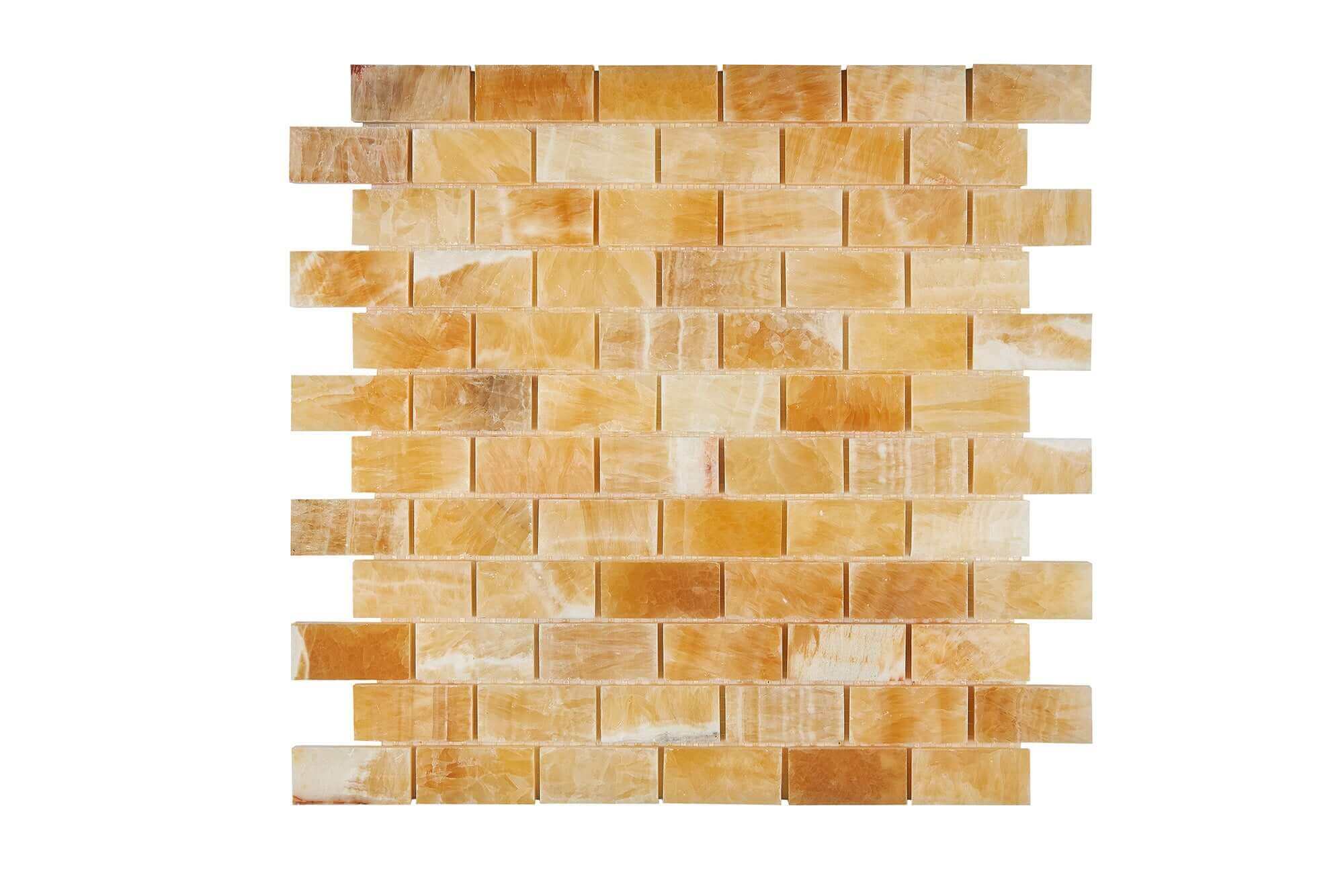 Honey Onyx Mosaic 1 x 2 Brick Polished