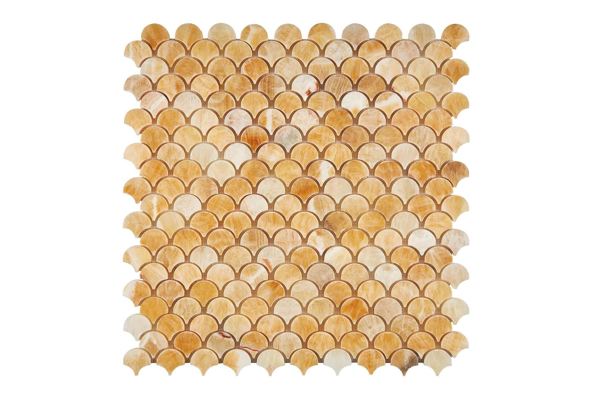 Honey Onyx Mosaic Fan Polished