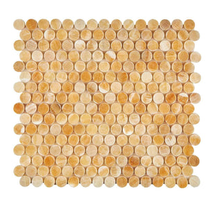 Honey Onyx Mosaic Penny Round Polished
