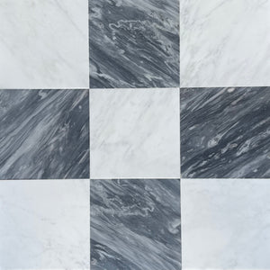 oriental white marble and bardiglio blue marble tile pattern