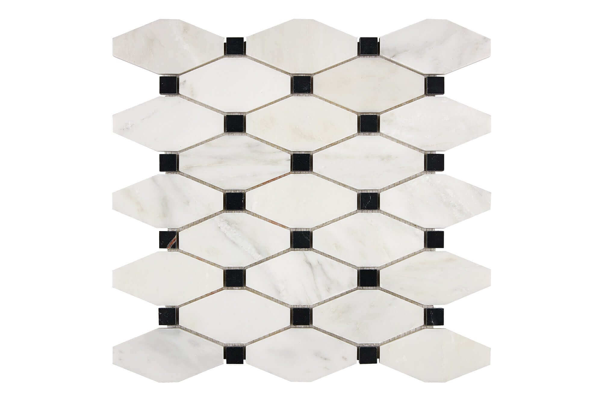 Oriental White Marble Mosaic Octave with Black dots Honed