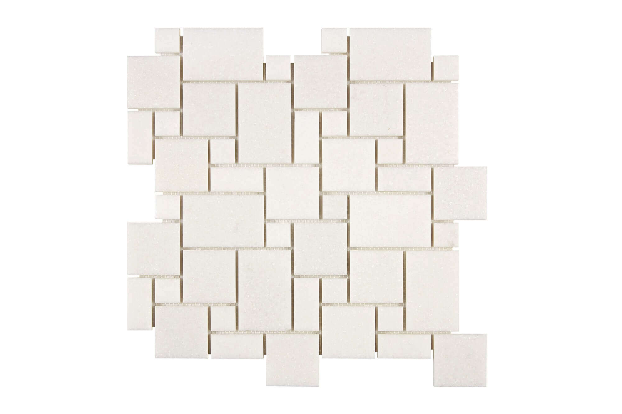 Thassos White Marble Mosaic Mini Versailles Pattern Honed