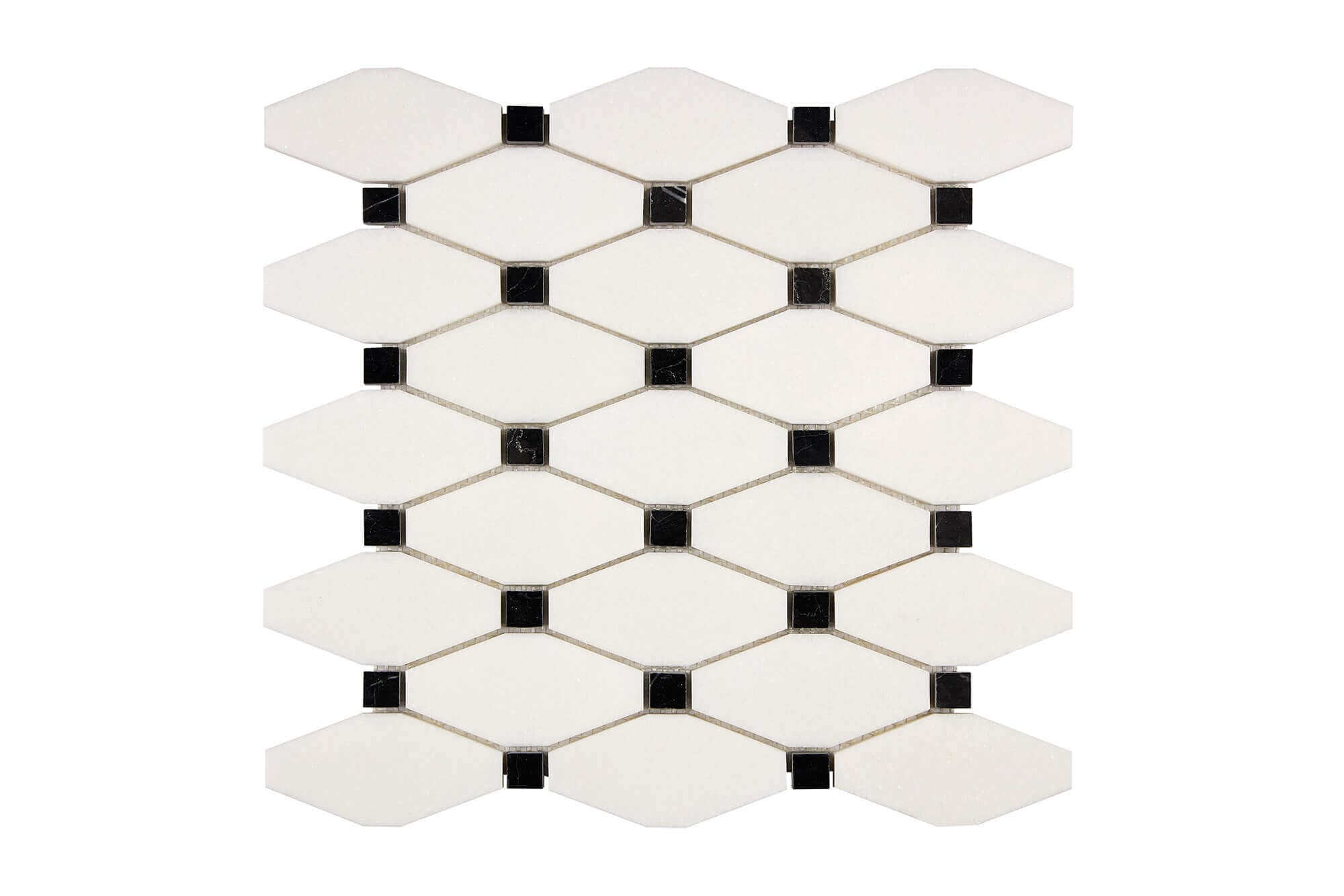 Thassos White Marble Mosaic Octave with Black dots Polished