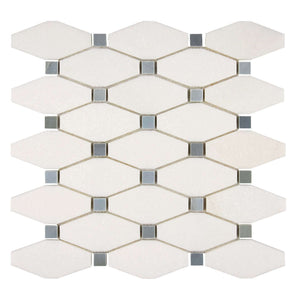 Thassos White Marble Mosaic Octave with Blue dots Polished