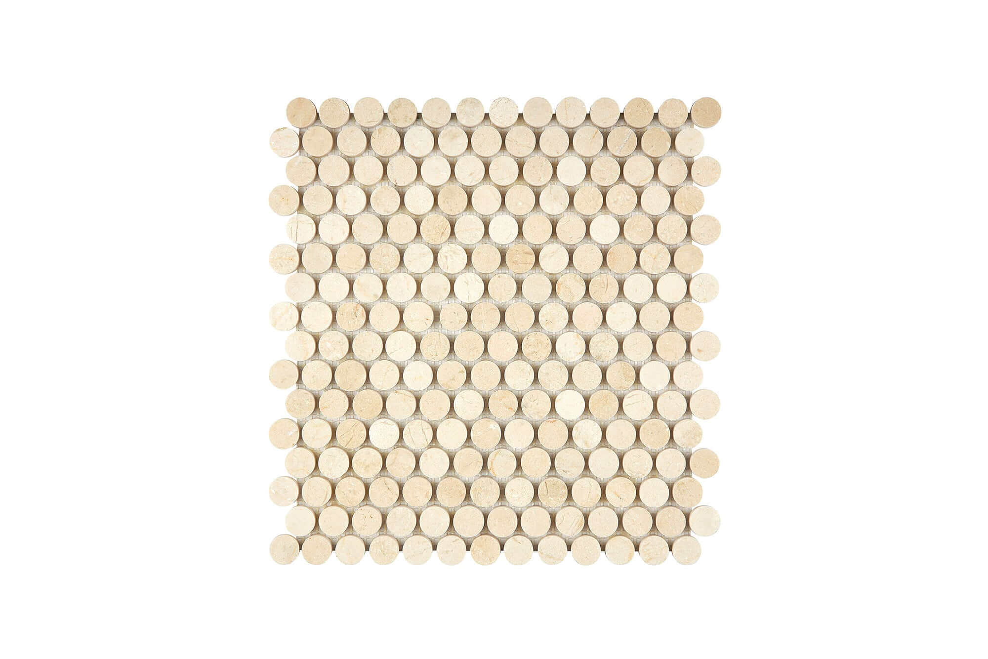 Crema Marfil Marble Mosaic Penny Round Single Color Honed