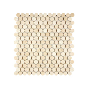 Crema Marfil Marble Mosaic Penny Round Single Color Polished