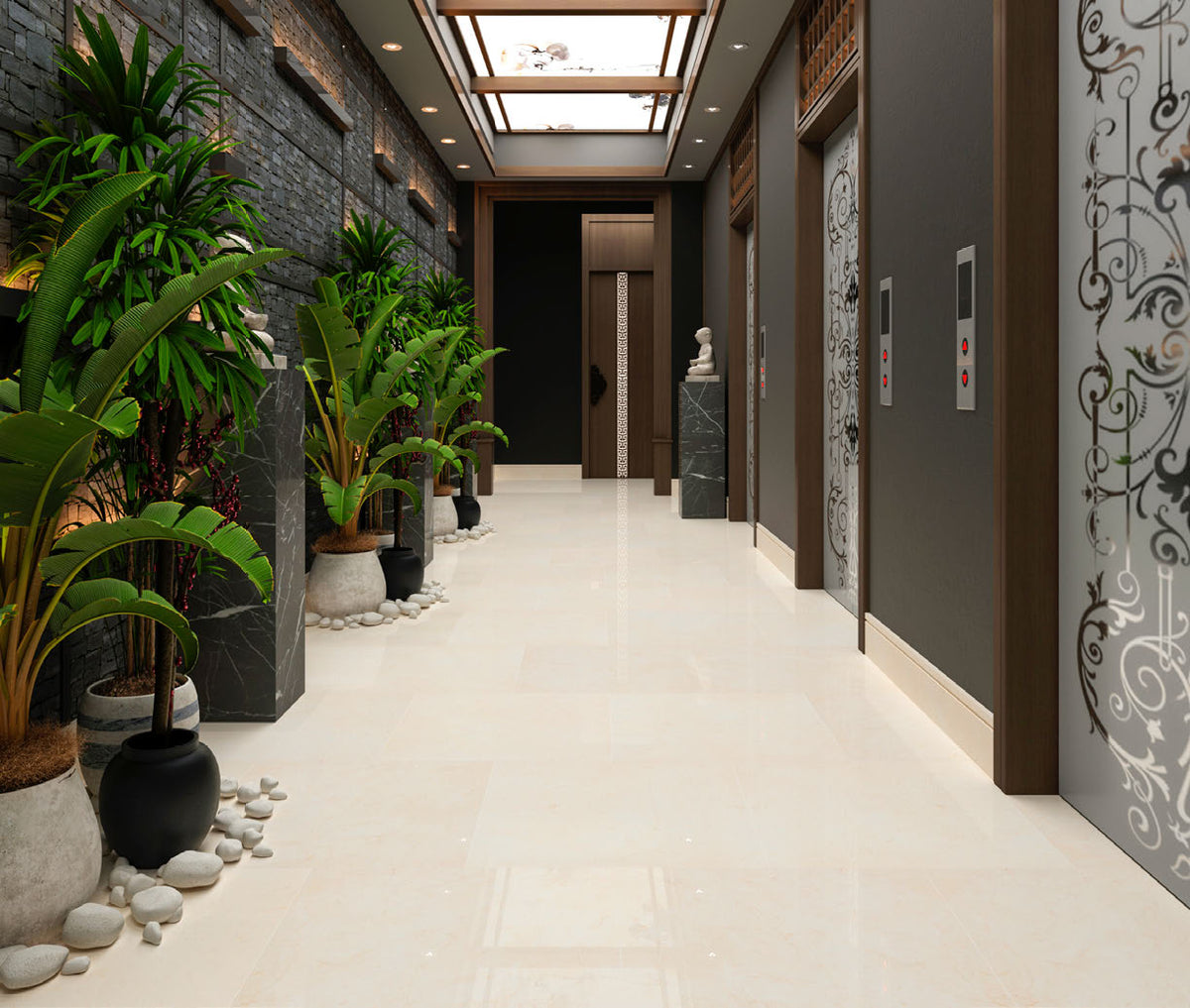 Aria Crema Marfil marble tile and mosaic collection with warm beige natural stone movement for floors, walls, bathrooms, backsplashes, and classic interiors.