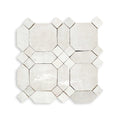  Gallery zellige mosaic sheet in glossy white with geometric octagon-and-cross pattern (Heritage)