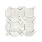  Gallery zellige mosaic sheet in glossy white with geometric octagon-and-cross pattern (Heritage)
