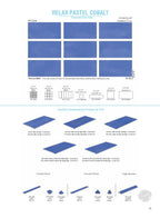 SeraPool RELAX Pastel Cobalt porcelain pool tile system sheet featuring 13x26 field tile (33x66 cm), matching mosaics and pool accessories
