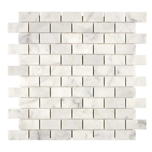Bianco Carrara Marble Mosaic 1 x 2 Brick Honed