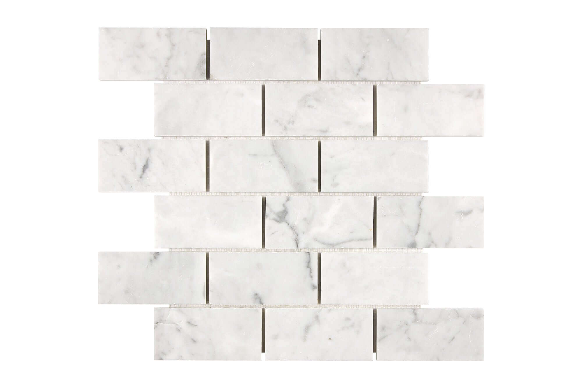 Bianco Carrara Marble Mosaic 2 x 4 Brick Honed