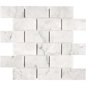 Bianco Carrara Marble Mosaic 2 x 4 Brick Honed