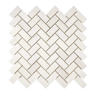 Bianco Dolomite Marble Mosaic 1 x 2 Herringbone Polished