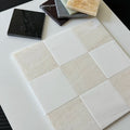 Vanilla Onyx_Bianco Dolomite polished Checkerboard tile pattern