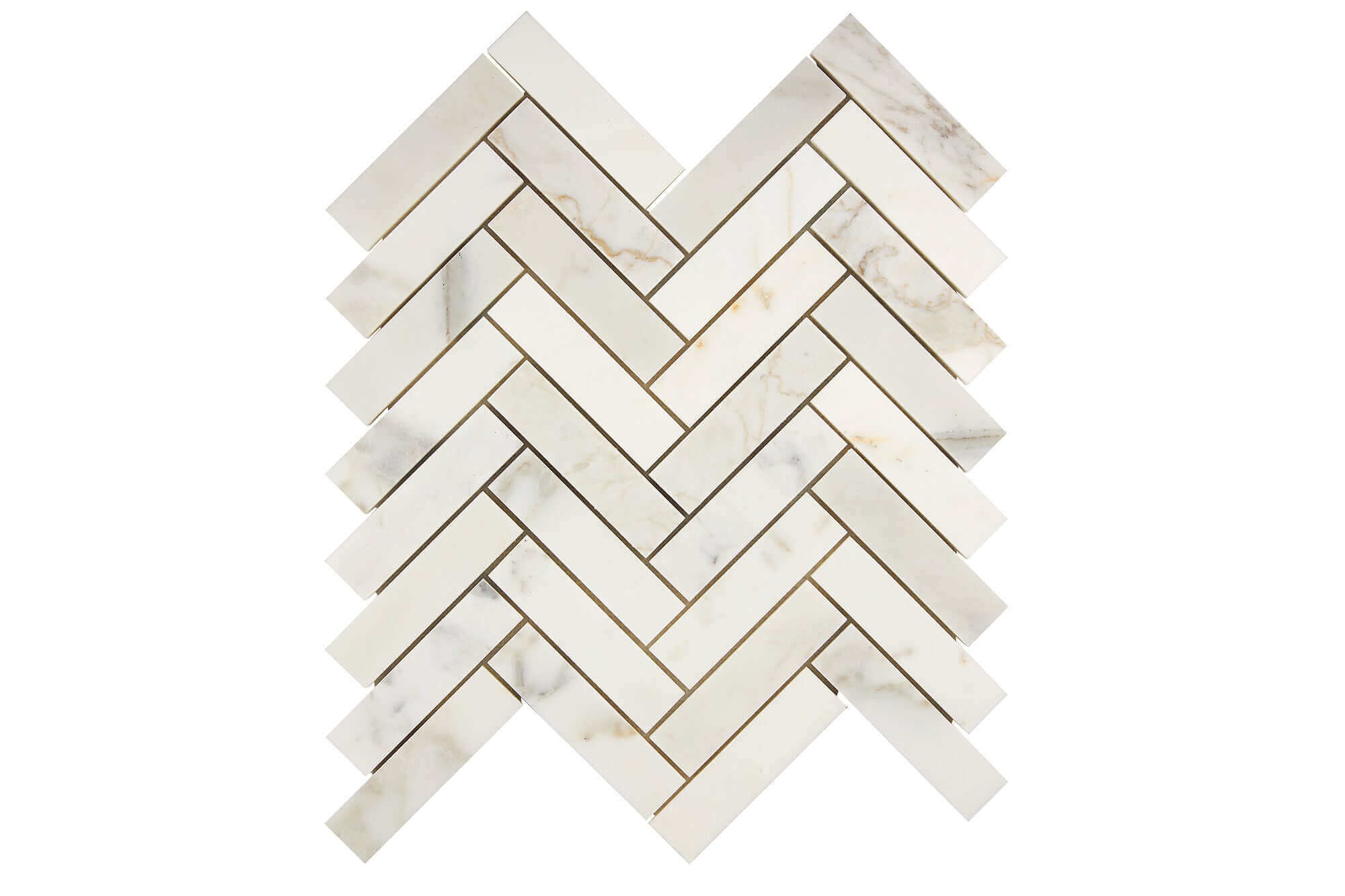 Calacatta Gold Marble Mosaic 1 x 4 Herringbone Polished