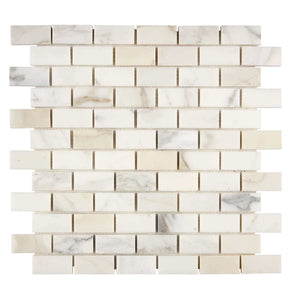 Calacatta Gold Marble Mosaic 1 x 2 Brick Polished