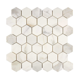 Calacatta Gold Marble Mosaic 2 Hexagon Polished