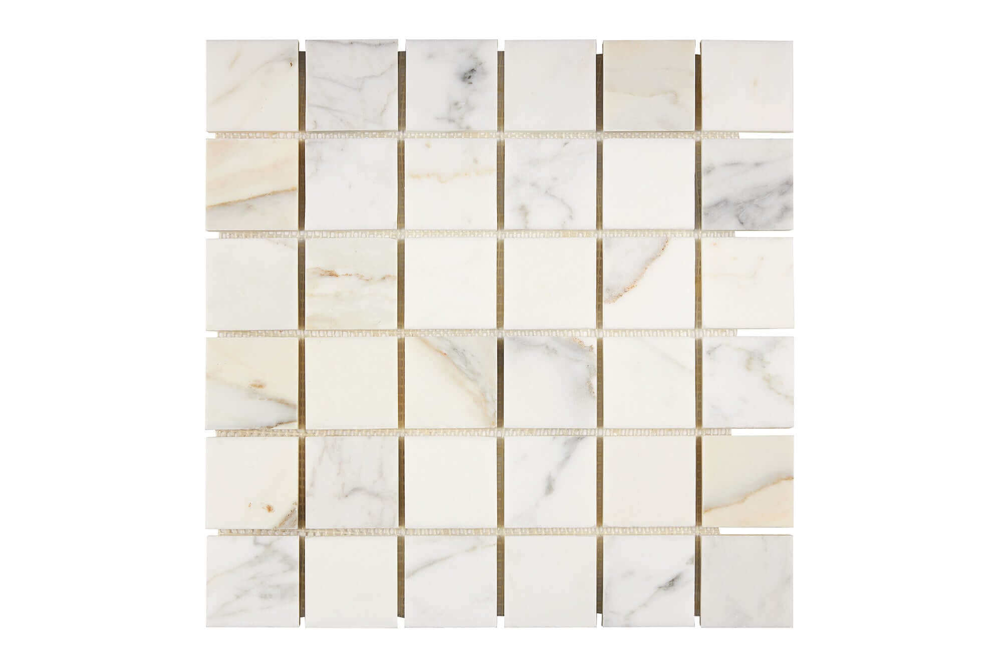 Calacatta Gold Marble Mosaic 2 x 2 Honed