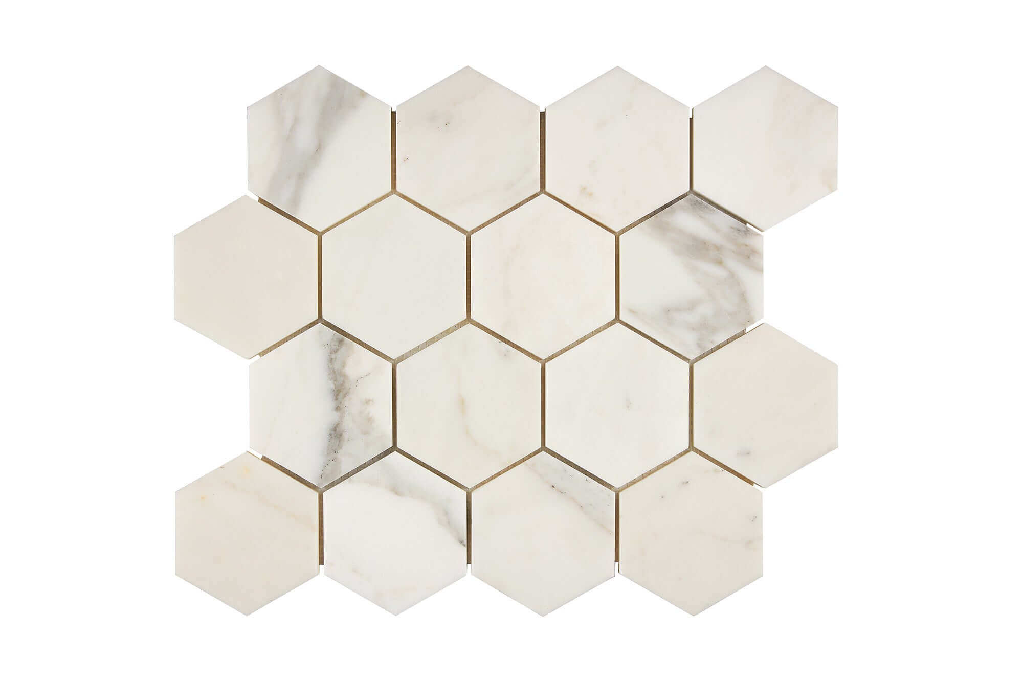 Calacatta Gold Marble Mosaic 3 Hexagon Honed