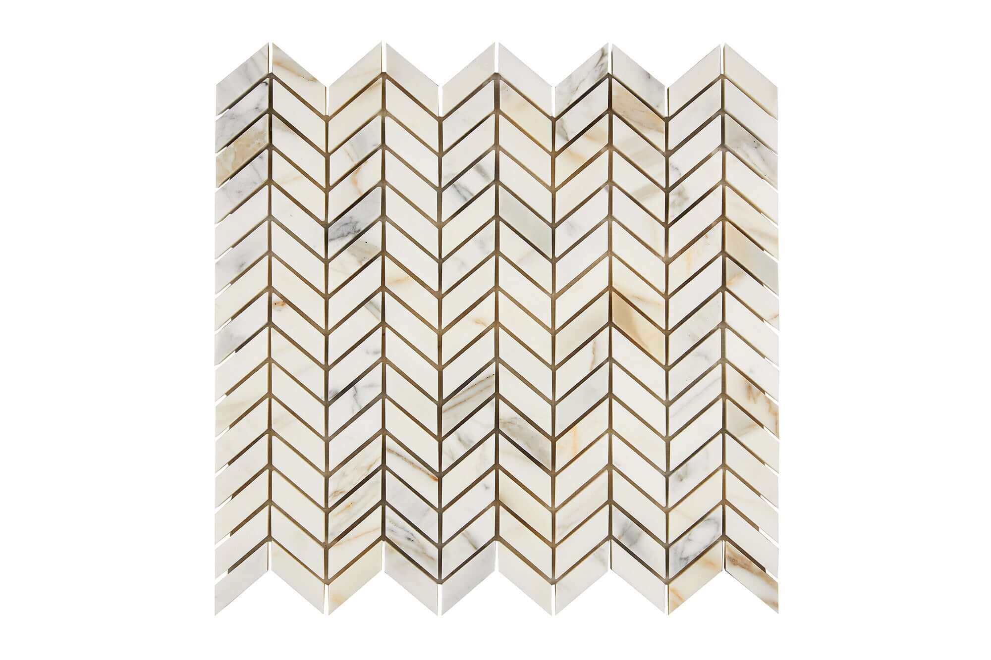 Calacatta Gold Marble Mosaic Mini Chevr Honed