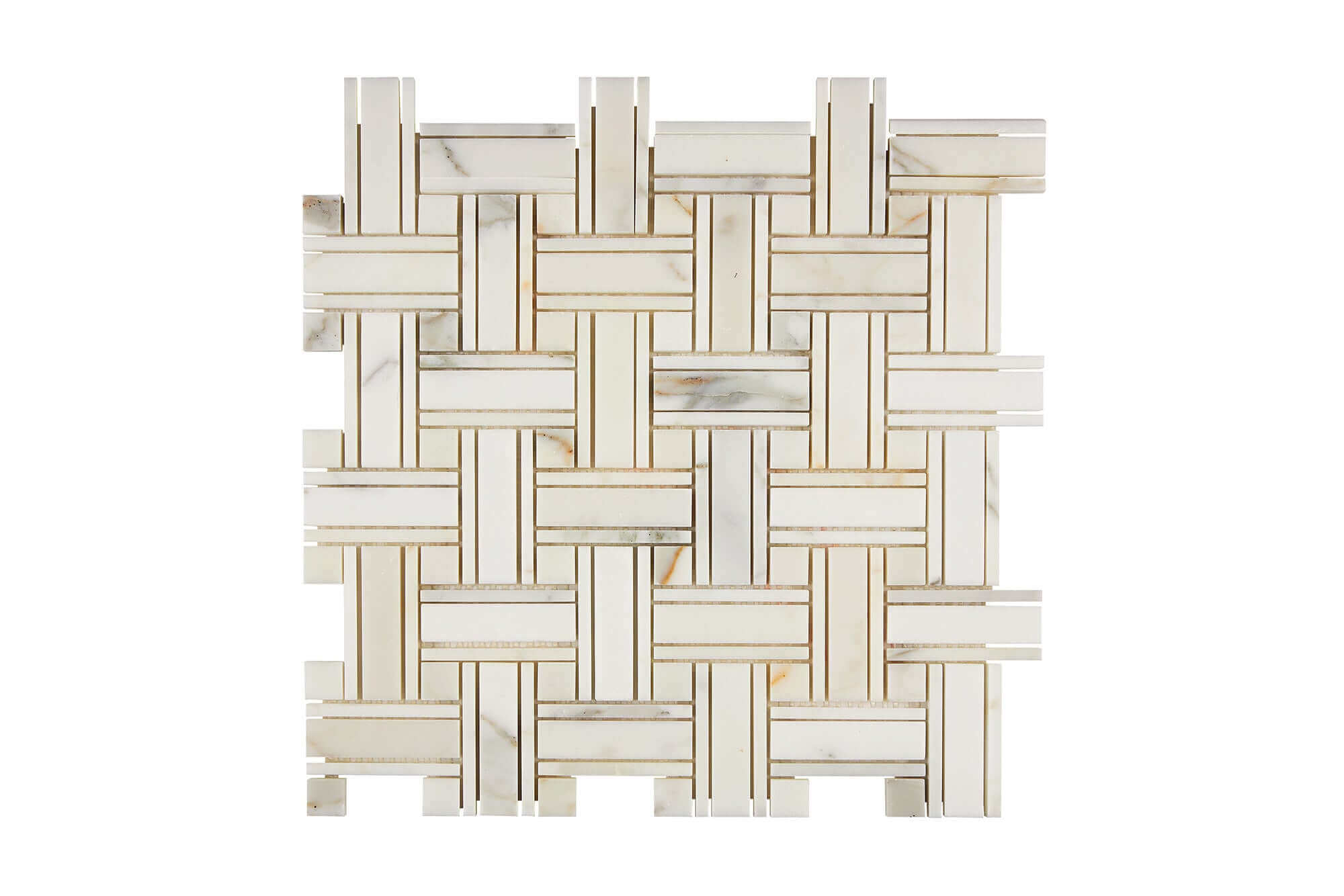 Calacatta Gold Marble Mosaic Triple Weave Polished