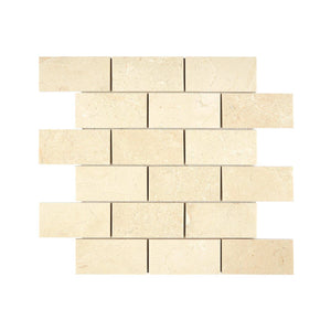 Crema Marfil Marble Mosaic 2 x 4 Brick Honed