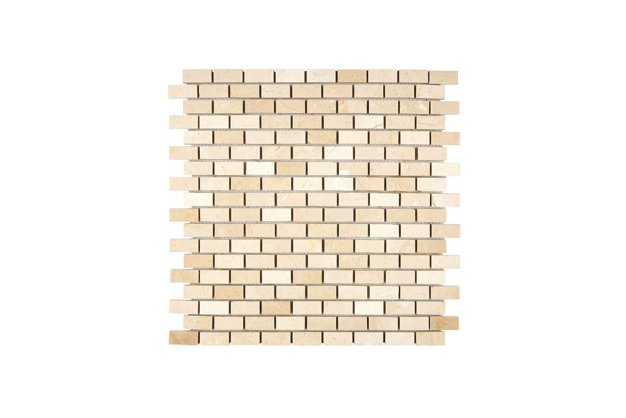 Crema Marfil Marble Mosaic 5/8 x 1 1/4 Mini Brick Honed