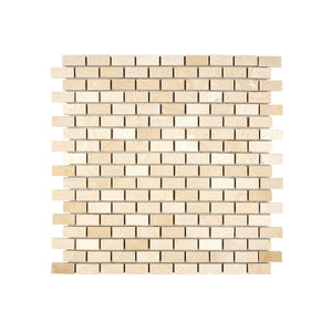 Crema Marfil Marble Mosaic 5/8 x 1 1/4 Mini Brick Honed