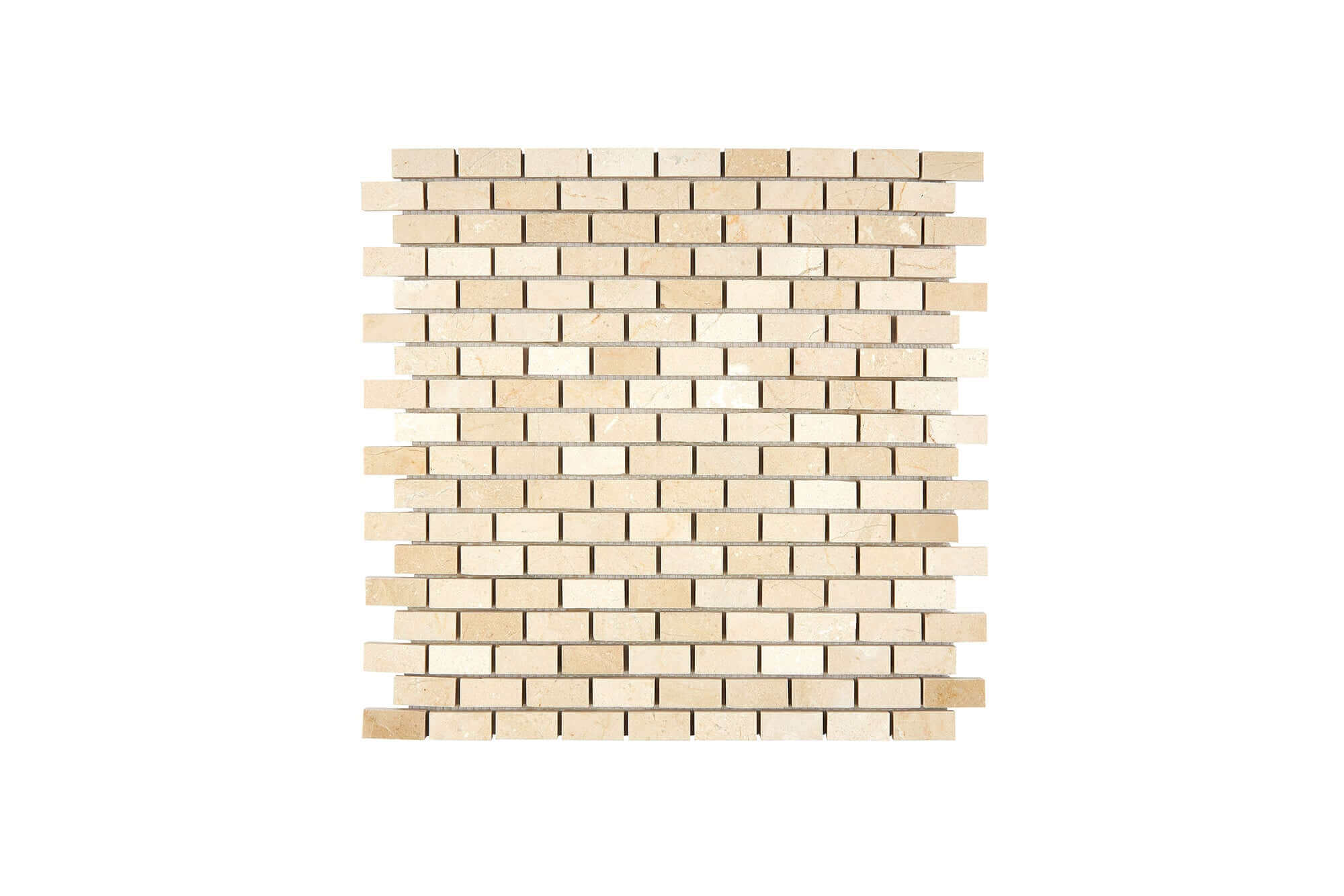 Crema Marfil Marble Mosaic 5/8 x 1 1/4 Mini Brick Polished