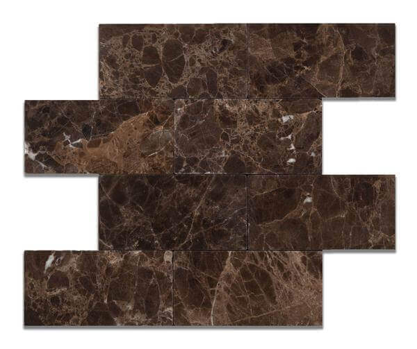 Emperador Dark Marble Subway Tile 3 x 6 Tumbled