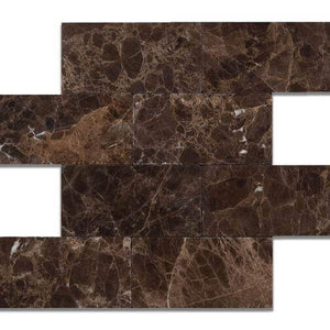 Emperador Dark Marble Subway Tile 3 x 6 Tumbled