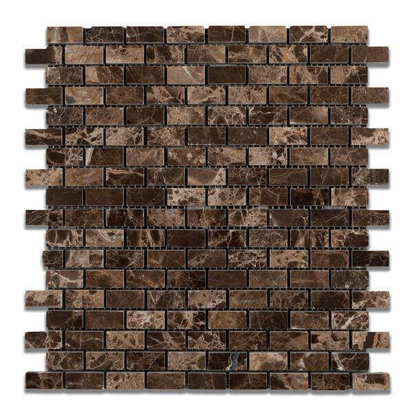 Emperador Dark Marble Mosaic 5/8 x 1 1/4 Mini Brick Polished